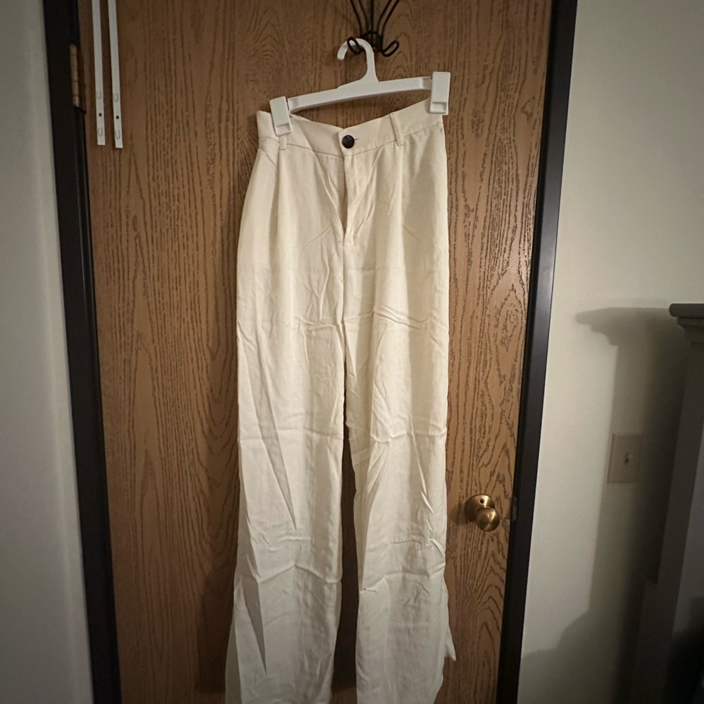 Zara Cream Wide-Leg Pants